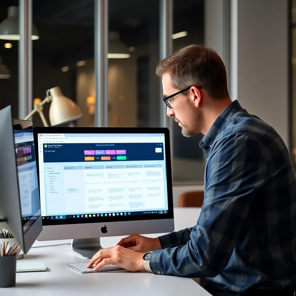 Marketing professional die doelgroepanalyse uitvoert op computer